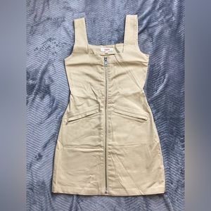 Eggie Boardroom Khaki Twill Mini Dress Small